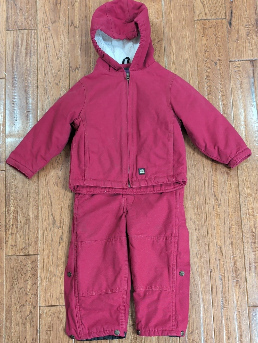 Berne Softstone Children's Hooded Jacket And Overalls in Deep Berry
